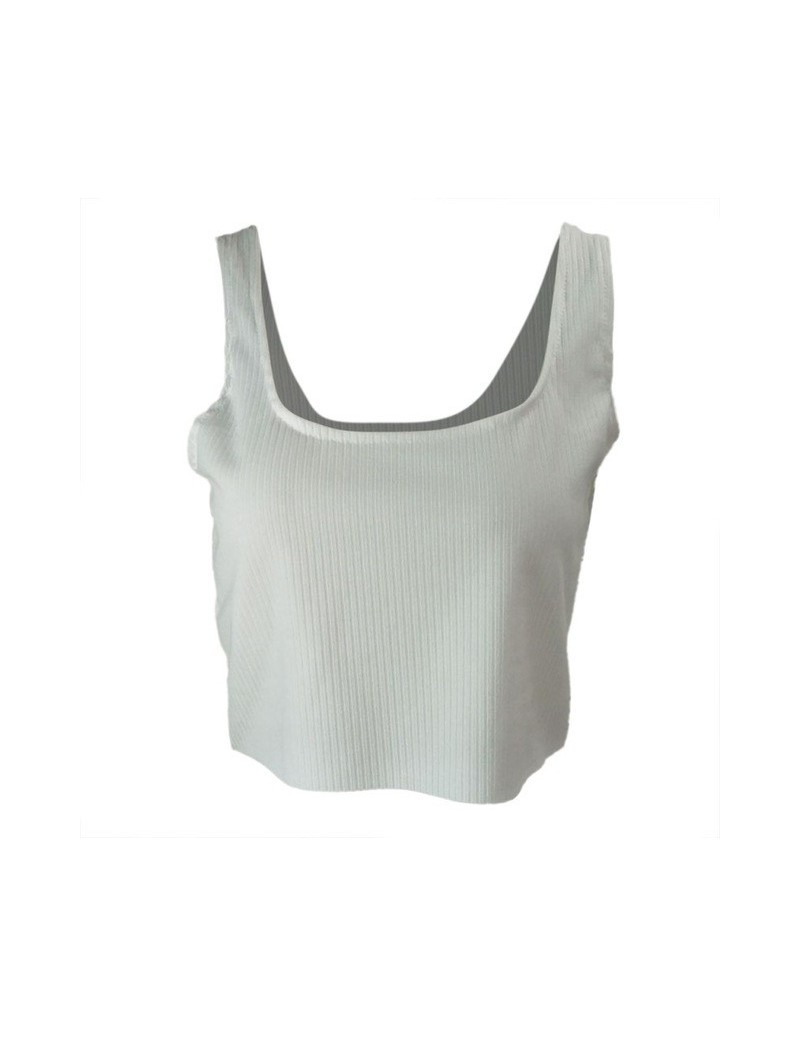 Tank Tops Women Fashion Vest T-Shirt Sexy U Neck Short Top Solid Tank Tube Top NS - White - 5F111219400643-3 $17.70