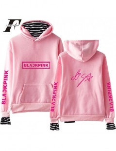 Hoodies & Sweatshirts 2019 Kpop Blackpink letter Women Hoodies Sweatshirts Fake two Pieces cotton Tops Pullovers black pink k...