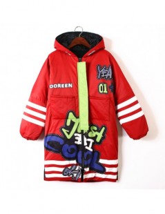 Parkas Women's Winter Jacket Zipper Hoodies Thick Cartoon Print Casual Red Coat for women Loose Harajuku Streetwear Hip Hop J...
