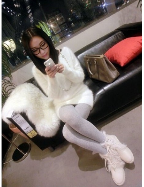 Pullovers 2019 New Fashion Women Fluffy Mink Cashmere O-Neck Loose Sweater Female Solid Warm Mink Cashmere Sweater Women Long...