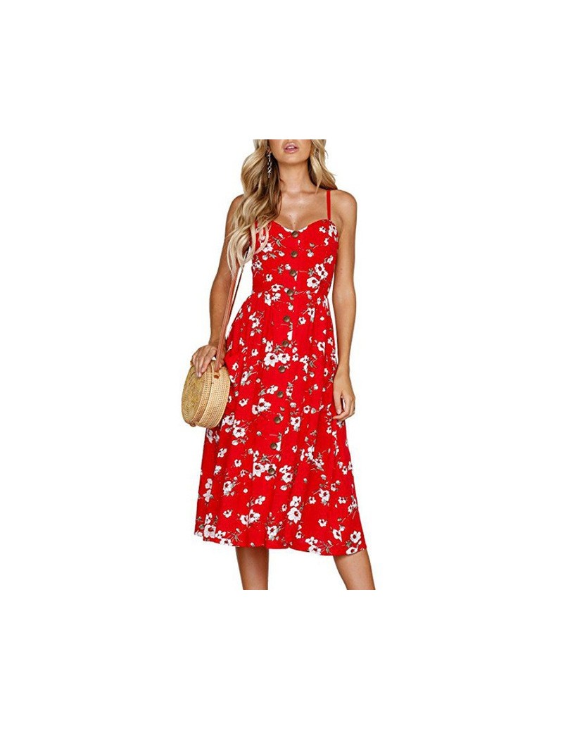 Dresses Women Sundress Spaghetti Strap Dress Sexy Low Cut Floral Print Strapless Sleeveless Loose Ladies Charming Travel Outw...