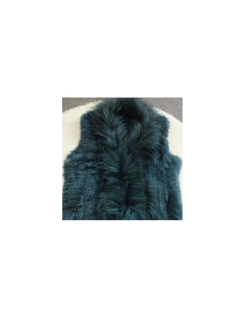 new Design Real Fur Vest Raccoon Dog Fur Collar Waistcoat Natural knitted Rabbit Fur Vest Gilet For Women Retail/wholesale G...