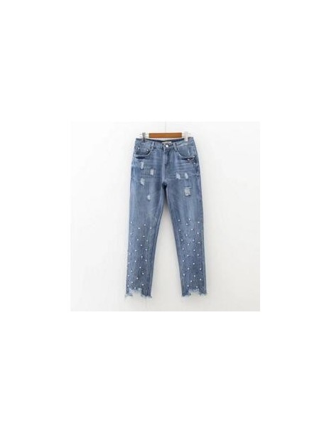 Jeans New Spring Autumn Jeans Bead Hole Fashion Jeans Trousers Ankle Length Denim Trousers High Street Pants Pantalones - as ...