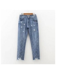Jeans New Spring Autumn Jeans Bead Hole Fashion Jeans Trousers Ankle Length Denim Trousers High Street Pants Pantalones - as ...