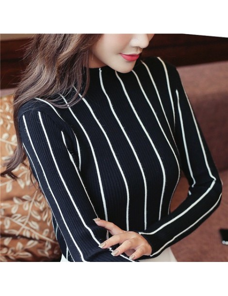 2018 Autumn and winter striped women sweater bottom shirt women's clothing pullover turtleneck female causal sweaters 1326 4...