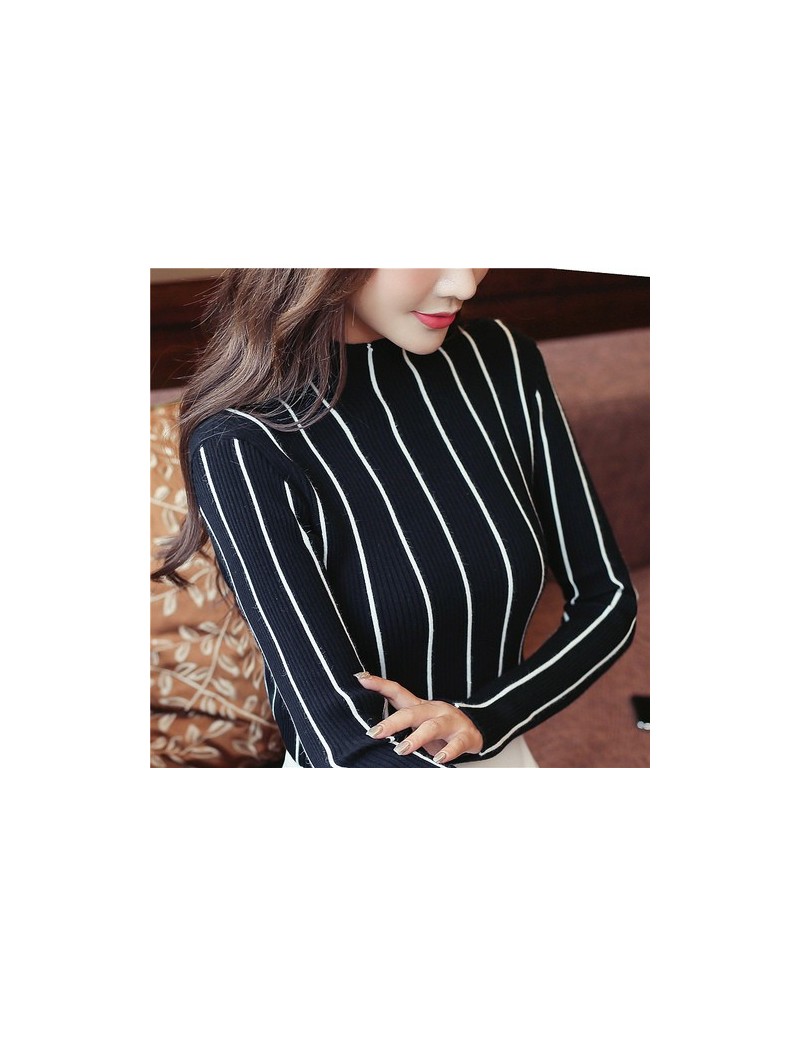 2018 Autumn and winter striped women sweater bottom shirt women's clothing pullover turtleneck female causal sweaters 1326 4...