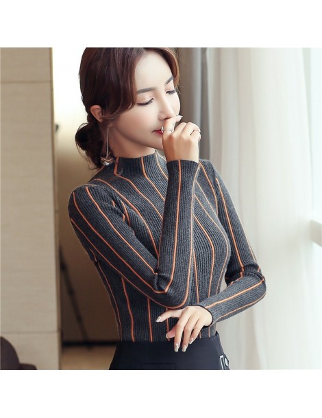 Pullovers 2018 Autumn and winter striped women sweater bottom shirt women's clothing pullover turtleneck female causal sweate...