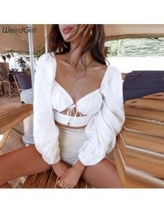 T-Shirts Women fashion elegant t-shirt full sleeve v-neck bowknot femme crop tops solid white tops streetwear outfit summer n...