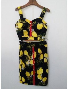 Women's Sets Summer Women Fashion Skirt Set Pineapple Printed Tank Top High Waist Step Skirt Female Holidays Skirt Suits - Be...