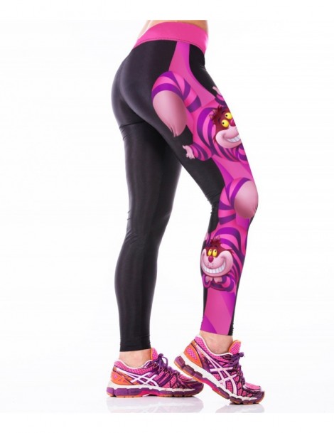 Leggings 2019 Fashion Cheshire Cat 3D Digital Print Leggins Spandex Gymnasium Fitness Leggings Skinny Elastic Waist Casual Co...