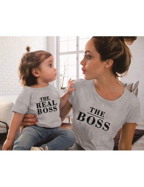 T-Shirts The Real Boss Baby Bodysuit Family Matching T-shirt Kids Outfits Clothing Women Top Tee Mom Life PatPat Fashion - ye...