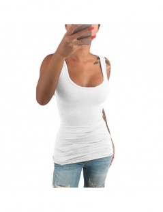 Tank Tops Women Ladies Summer Casual Solid Elastic Cotton U Neck Tank Sleeveless Slim Vest Tops S-5XL - Red - 4D3000985265-4 ...