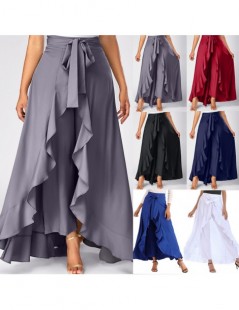 Skirts Womens summer Grey Side Zipper Tie casual Wild skirts Front Overlay Pants Ruffle Skirt Bow Long Skirt 9321 - White - 4...