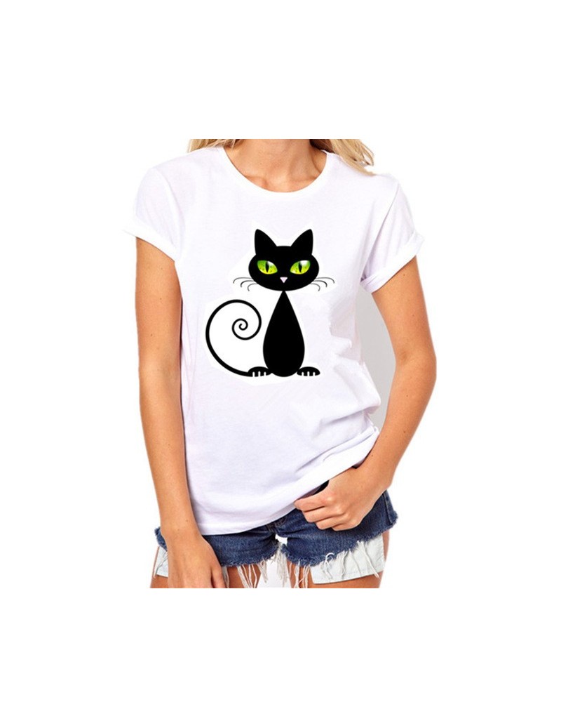 2017 Brand t shirts women Harajuku Funny Black Cat Prints Simple casual short sleeve O-neck women's t shirt Female Tees Tops...