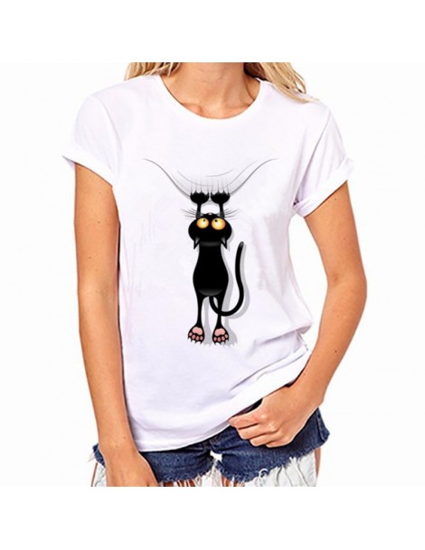 T-Shirts 2017 Brand t shirts women Harajuku Funny Black Cat Prints Simple casual short sleeve O-neck women's t shirt Female T...