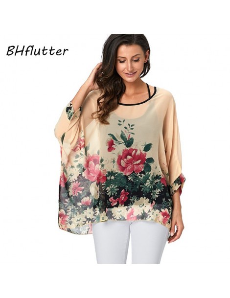 Blouses & Shirts 4XL 5XL 6XL Plus Size 2019 Blouse Women Chic Floral Print Chiffon Blouses Shirts Sexy Off Shoulder Summer To...