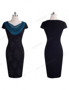 Dresses Elegant Vintage Lace Patchwork Floral vestidos Business Bodycon Work Office Women Dress btyb373 - Black - 4F413722827...