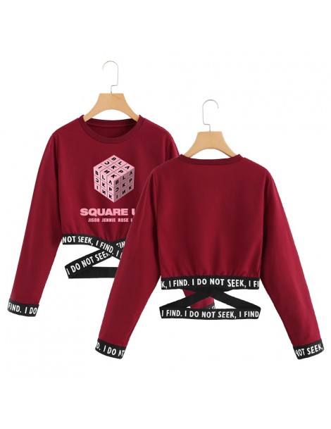 Hoodies & Sweatshirts Blackpink Cropped O-Neck Sweatshirt Women Kpop Long Sleeve Sweatshirt 2019 Hot Sale Casual Streetwear C...