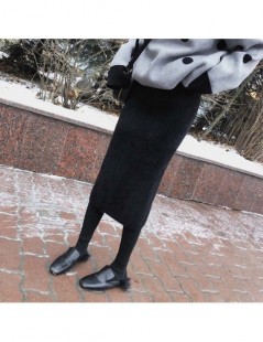 Skirts 2019 autumn winter skirt women causal knitting elastic waist slim fit Mid-length black skirt MX18D1878 - Black - 5L111...