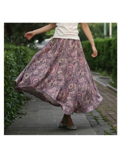 Skirts new autumn spring summer bohemian elastic high waist skirt fresh fashion cotton linen skirt expansion bust long skirts...