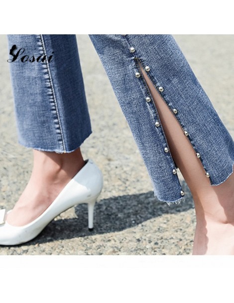 Jeans Women High Waist Trousers Jeans Embroidered Flares Stretch Denim Pants Boyfriend Jeans Female Skinny Mom Jeans Flare Pa...