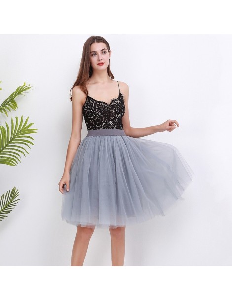 Skirts Fashion 5 Layers 60cm Fashion Tulle Skirt Pleated TUTU Skirts Womens Lolita Petticoat Bridesmaids Midi Skirt Jupe Saia...