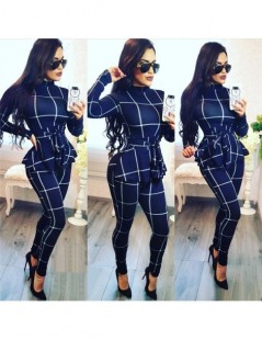 Jumpsuits Plaid Print Bodycon Jumpsuit Women Turtleneck Long Sleeve Peplum One Piece Overalls Skinny Party Casual Romper Cats...