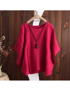 Blouses & Shirts Plus Size Summer Blouses 2019 Womens Shirt Batwing Sleeve Solid Casual Baggy Tunic Tops Work Blusas Vintage ...