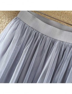 Skirts Long Tulle Skirts Womens 2019 Summer Elastic High Waist Mesh Tutu Pleated Skirt Female Black White Gray Maxi Skirt - B...