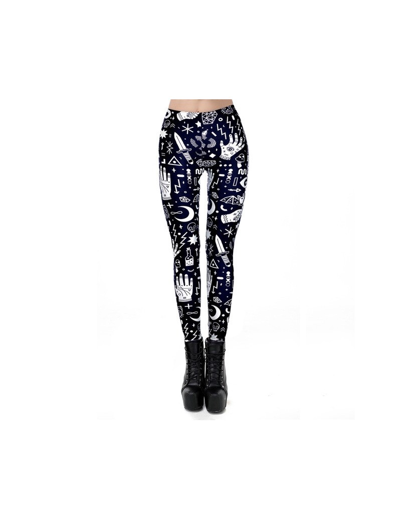 2019 New Halloween Black Legging for Women Gothic Style Skull Fashion Design Sexy Fitness Ankle Pants - LN-KDK2005 - 4630244...