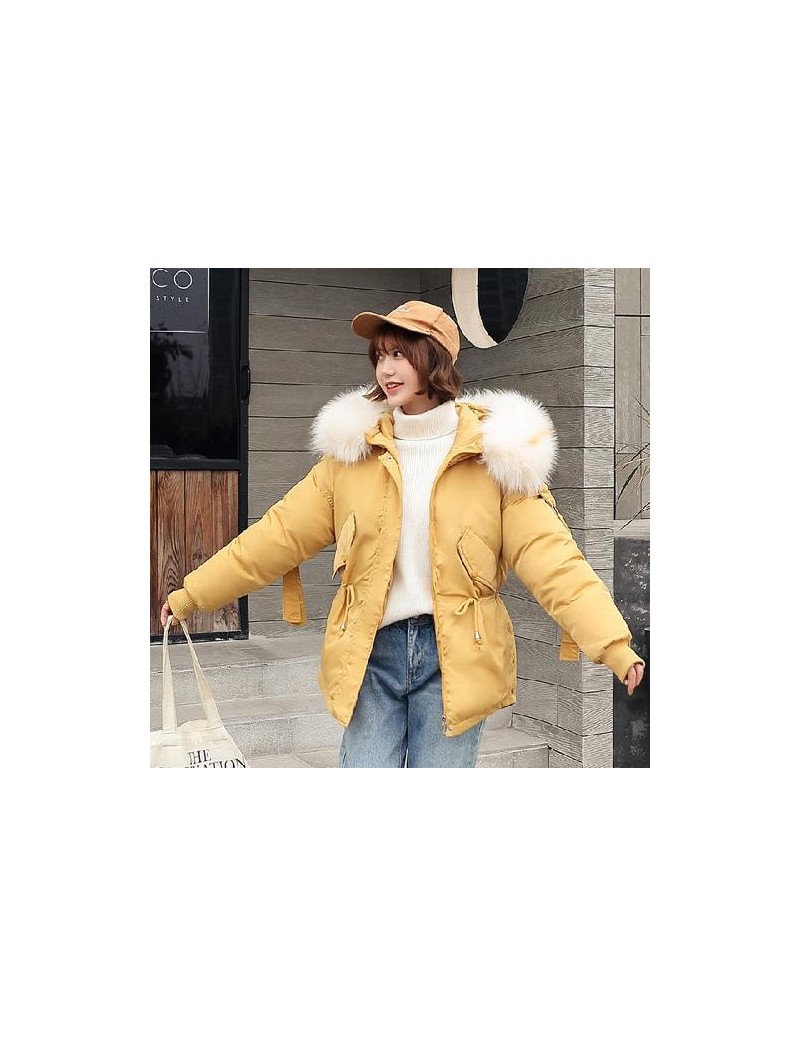 Plus Size Loose Down Cotton Padded Jacket Women Winter Thickening Warm Short Parka Mujer Big Fur Collar Hooded Female Coat -...