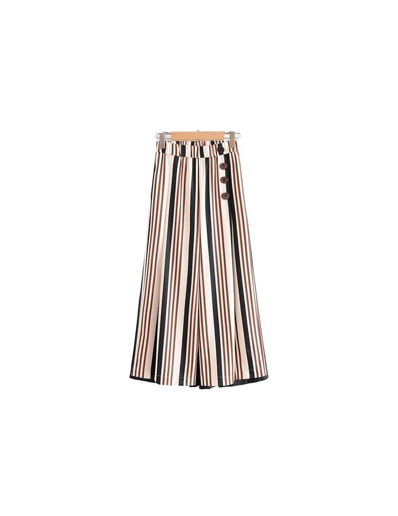 Pants & Capris women elegant dot print wide leg pants button pockets elastic waist female casual trousers mujer KA805 - as pi...