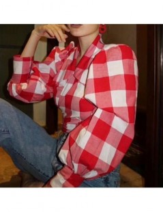 Blouses & Shirts Melegant Fashion Plaid Women Crop Tops and Blouse 2019 Spring Summer Long Sleeves V Neck Shirt Female Casual...