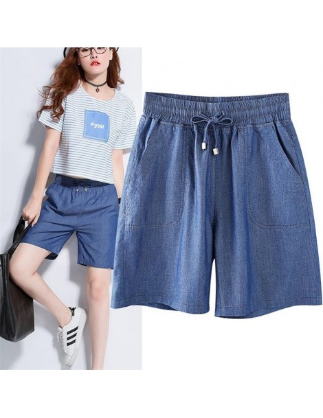 Shorts 2019 Women Elastic High Waist Shorts Fashion Feminino Denim Shorts for Women Loose Straight Girls Blue Short Jeans Plu...