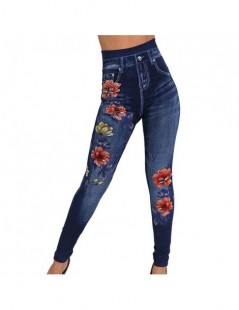 Leggings Fashion Women Leggings Floral Print Pencil Pants Leggins 2019 3XL Plus Size Casual High Waist Faux Denim Leggings Bo...