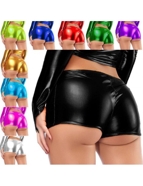 Shorts Briefs Pants Ladies Shiny Underwear Dance Patent Leather Women Panty Fashionable - Red - 50111188036807-9 $14.70