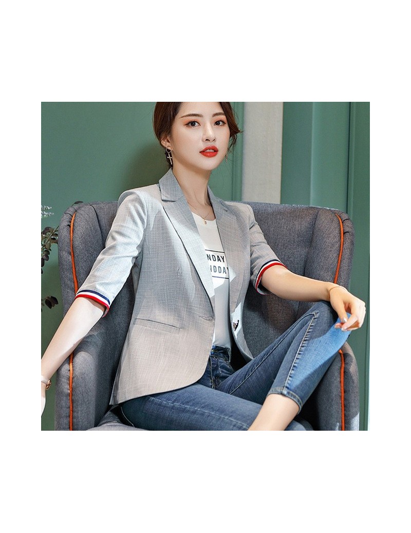 Blazers High quality spring plaid small suit jacket 2019 new Korean fashion casual retro Slim white collar overalls women's j...