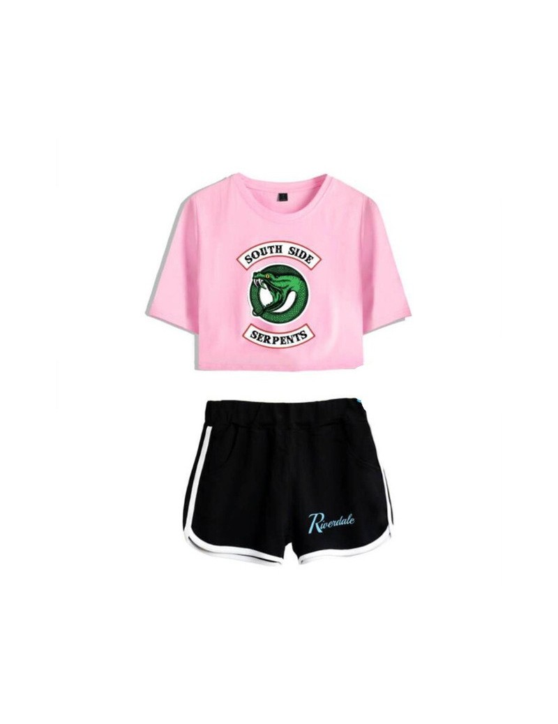 Summer Women's Sets Riverdale South Side Serpents Short Sleeve Crop Top + Shorts Sweat Suits Women Tracksuits Two Piece Outf...