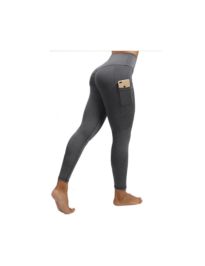 6Color Women Leggings Solid High Waist Pocket Leggings Push Up Fitness Leggings Mujer Elastic Wrinkle Workout Jegging - Gray...