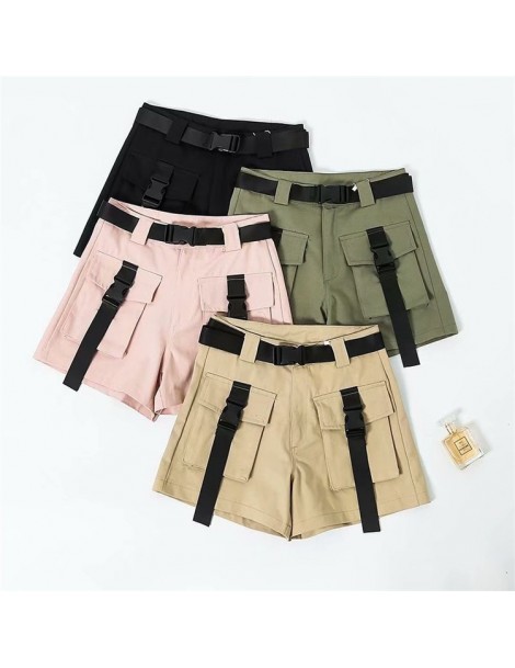 Shorts Summer Women Shorts High Waist Sashes Belt Pockets Short Pants Safari Style Plus Size Casual Army Green Femme Faldas M...