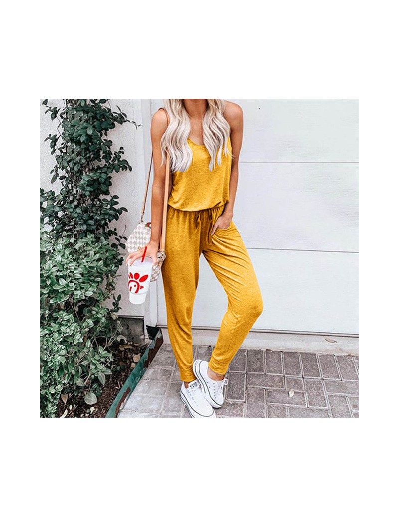 Jumpsuits Sexy Simple Jumpsuits Suits Ankle-Length Pants Loose Solid Bodysuits 2019 Sleeveless Straps Cozy Breathable Jumpsui...