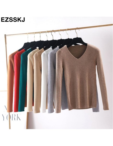 Pullovers high quality Spring Autumn V Neck Knitted Pullovers Women Slim basic Sweater Elastic Solid Color Jumpers female wom...