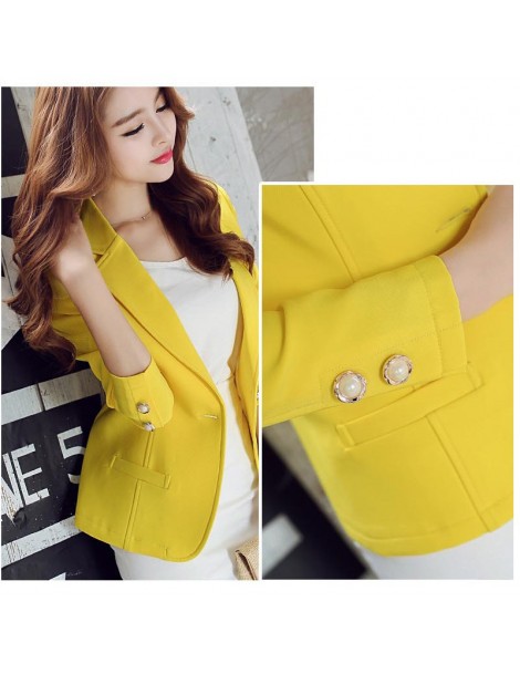 Blazers Green/Yellow Single Button Ladies Blazers Women 2019 Spring Autumn Women Suit Jackets Blazer Femme Office Tops Coats ...