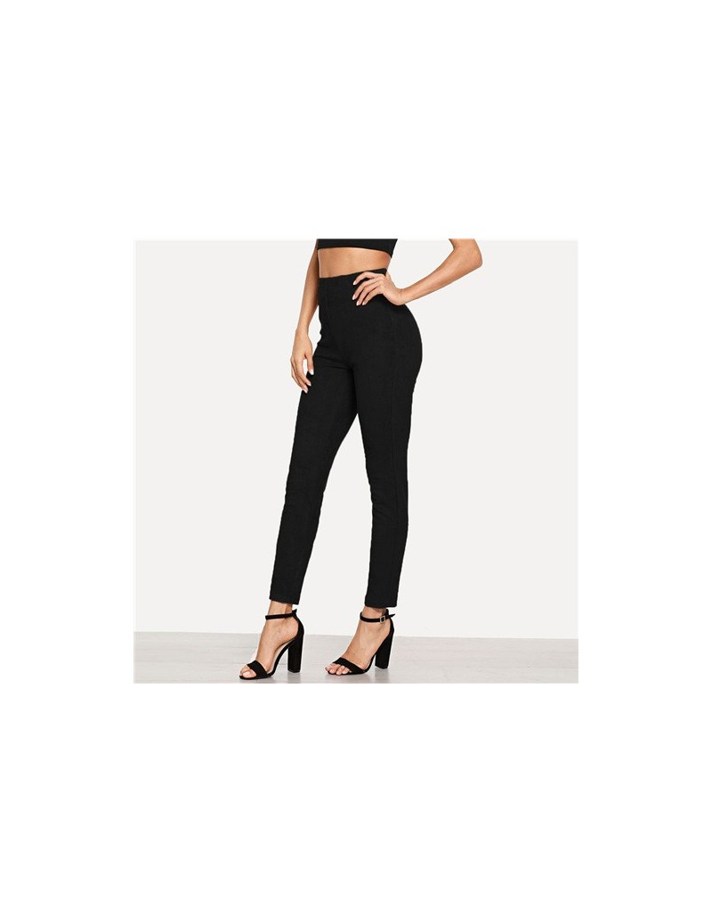 Black Workwear Solid Suede Leggings High Waist Office Lady Leggings 2018 New Fashion Autumn Women Casual Pants - Black - 4Z3...