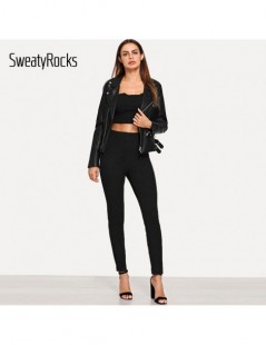 Leggings Black Workwear Solid Suede Leggings High Waist Office Lady Leggings 2018 New Fashion Autumn Women Casual Pants - Bla...