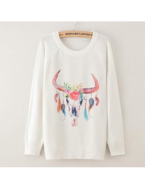 Sweater fashion 2018 women's rose printing fashion warm new Sweater Long Sleeve Stretch Pure Sweater Top Fall Winter Pullove...