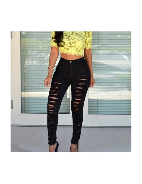 Jeans Hot Sale Women Casual Hole Jeans High Waist Skinny Pant Pencil Jeans Slim Ripped Sexy Female Girls Trousers Jeans New -...