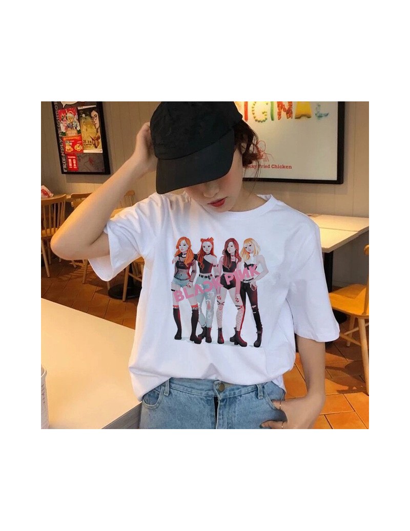 blackpink korean graphic t shirt women female femme t-shirt tshirt top tee shirts hip hop summer 90s kawaii streetwear haraj...