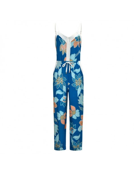 Jumpsuits 2019 Gypsy Floral Print Jumpsuits Women Sleeveless Summer Bohemian Long Rompers Womens Jumpsuit Casual Beach Playsu...