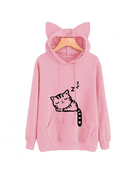 Hoodies & Sweatshirts Women Sweatshirts Cute Cat Print Cat Ear Kawaii Hoodies Casual Long Sleeve Pullovers Cat Lovers Hoodies...